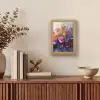 Bloemen - Paars - Kleurrijk - Handgeschilderd - Kunst Light Box met kabel (Tafellamp) klein -sfeer2