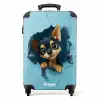 Kleine chihuahua steekt kop door blauwe wand NBS - Handbagage koffer - Kinderen Unisex middel -productfoto_recht