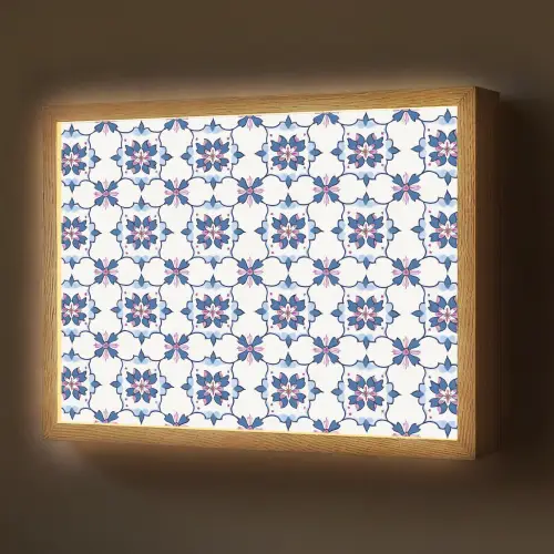Modern - Patroon - Blauw - Roze Light Box met batterij (Wandlamp) middel 907 -z3d_website