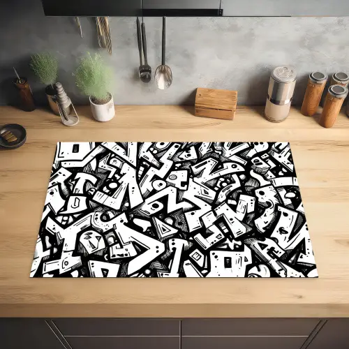 Vormen - Letters - Graffiti - Zwart Inductie beschermer vinyl 3mm klein -sfeer5