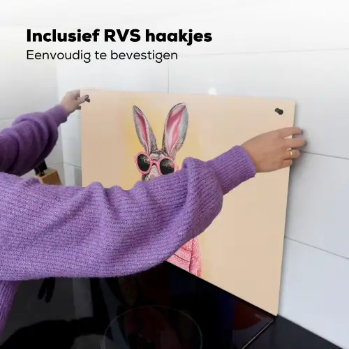 Grijs - Konijn - Blouse - Strik Inductie beschemer met haakjes klein -ky-ophangen-nl
