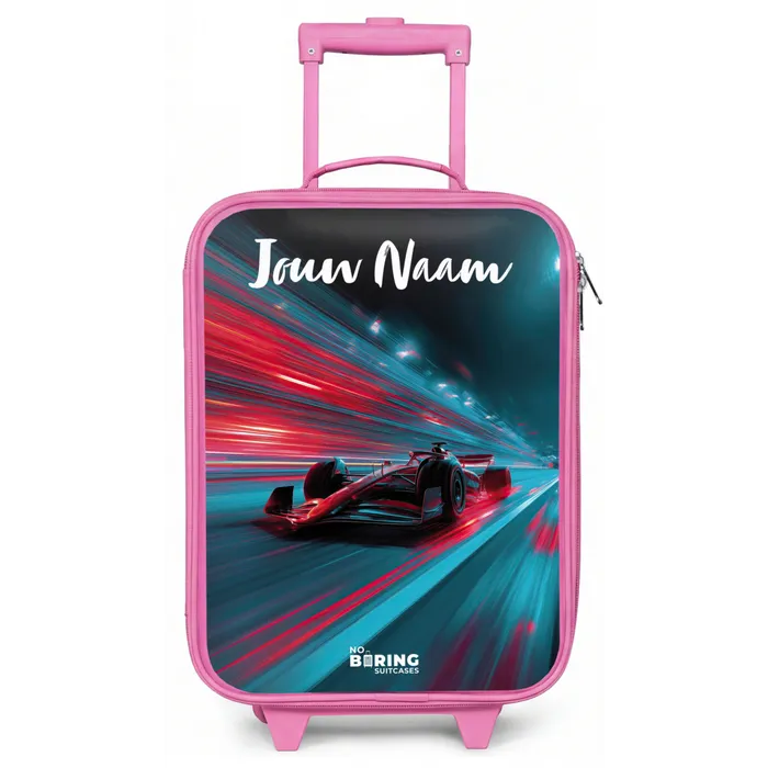 Formule 1 - Raceauto - Rood - Neonverlichting Kinderkoffer - Roze klein -zz3dotto
