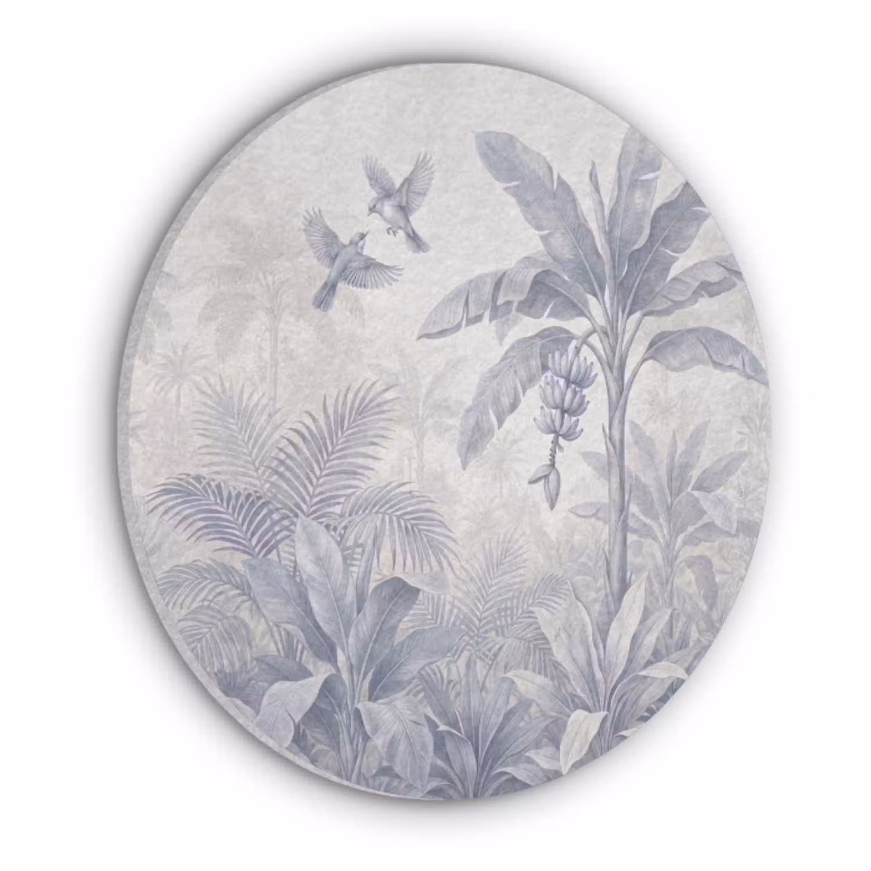 Natuur - Vogel - Jungle - Illustratie - Blauw Akoestische PET Vilt - Rond klein -3d