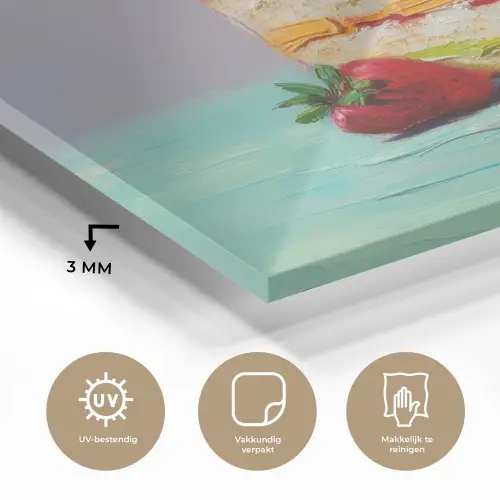 Taartje - Aardbeien - Glazuur - Kleurrijk plexiglas 5mm klein -sfeer2