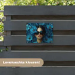 Vrouw - Bloemen - Blauw - Aesthetic - Luxe tuinposter los doek klein -sfeer3