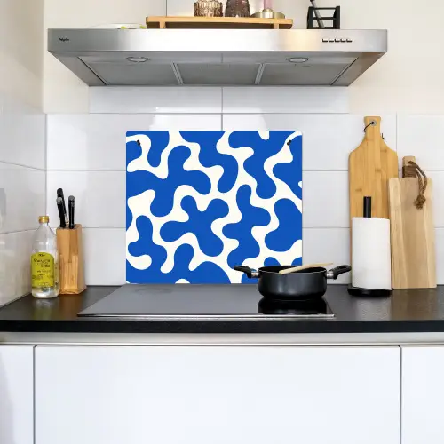 Vormen - Abstract - Blauw - Golven Inductie beschemer met haakjes middel -sfeer2