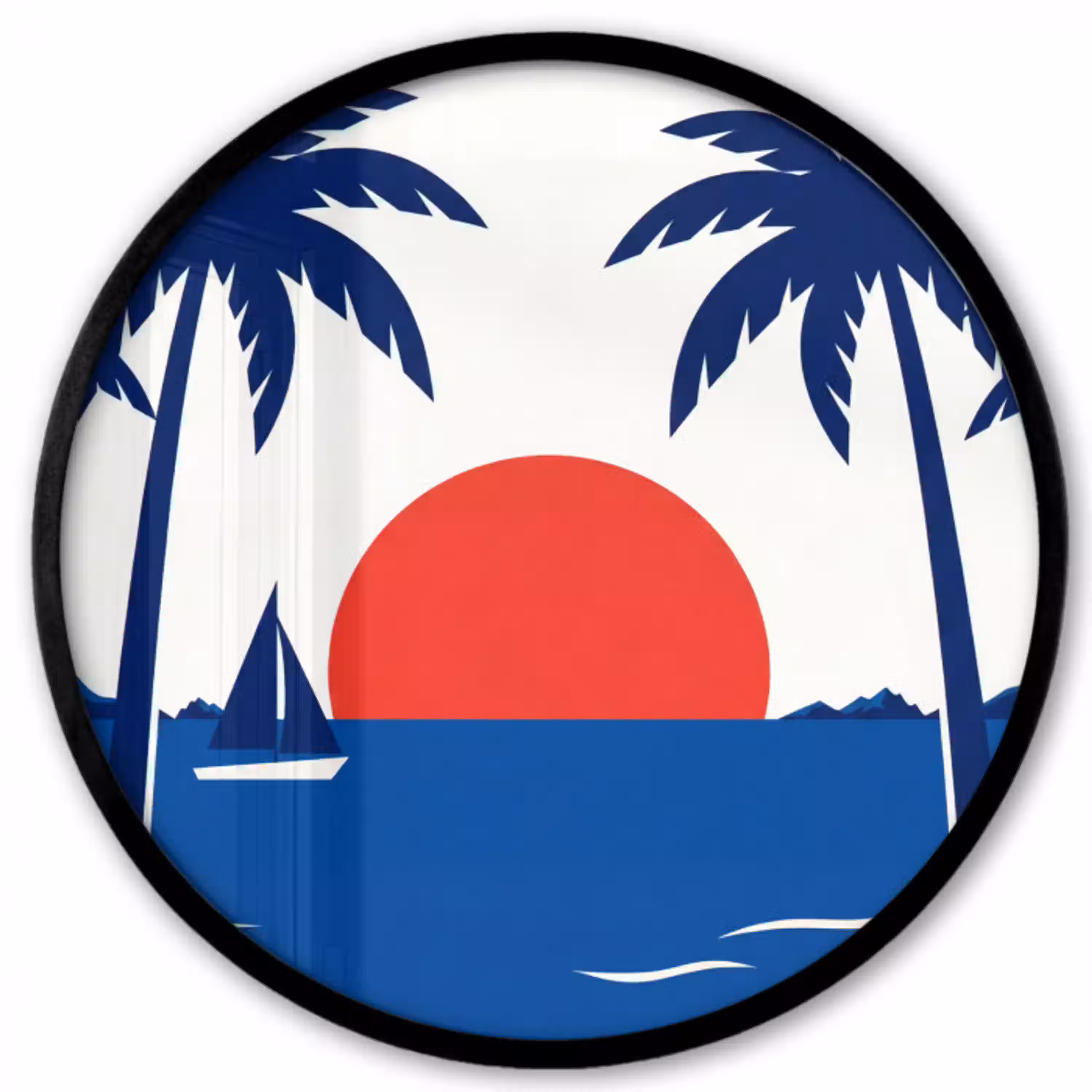 Zonsondergang - Zee - Palmboom - Tropisch - Modern Fotolijst rond zonder passe partout klein -3d