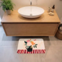 Vaas - Bloemen - Vlinder - Rood Badmat klein -sfeer1