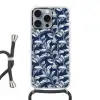 Botanisch - Patroon - Blauw Hoesje iPhone 16 Pro Max met koord klein 804 -3d