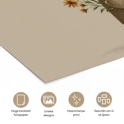 Vos - Gele bloemen - Minimalistisch poster papier klein -closeup_NL
