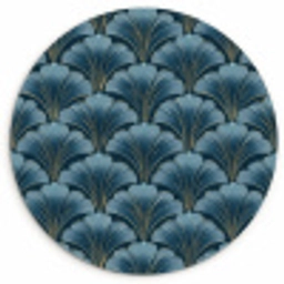 Patroon - Ginkgoblad - Blauw Wandcirkel kunststof plaat 5mm dik klein 188 -3d