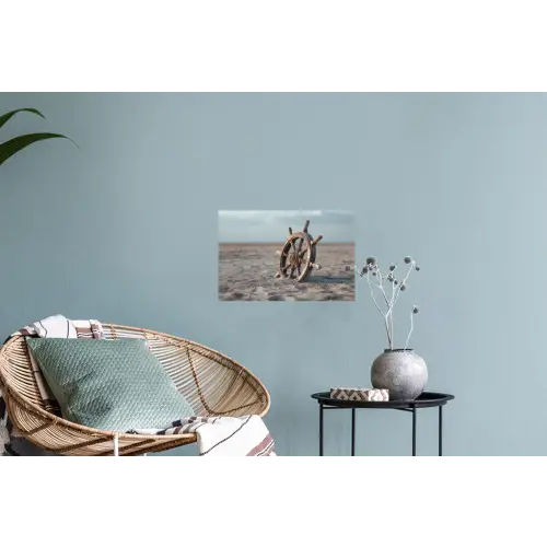 Scheepsstuur - Hout - Bruin - Zand Muursticker klein -plant