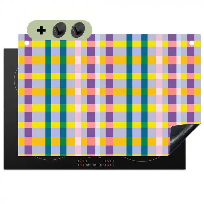 Ruit - Patroon - Kleurrijk Inductie beschemer met haakjes klein 777 -3d