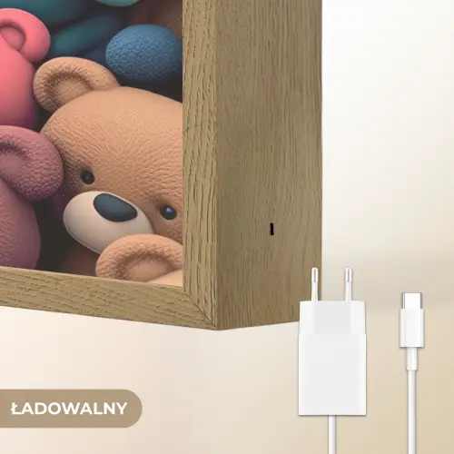 Knuffelbeer - Knuffel - Roze - Blauw - Bruin - Kind Light Box met batterij (Wandlamp kind) middel -USP_websiteoplaadbaarNL