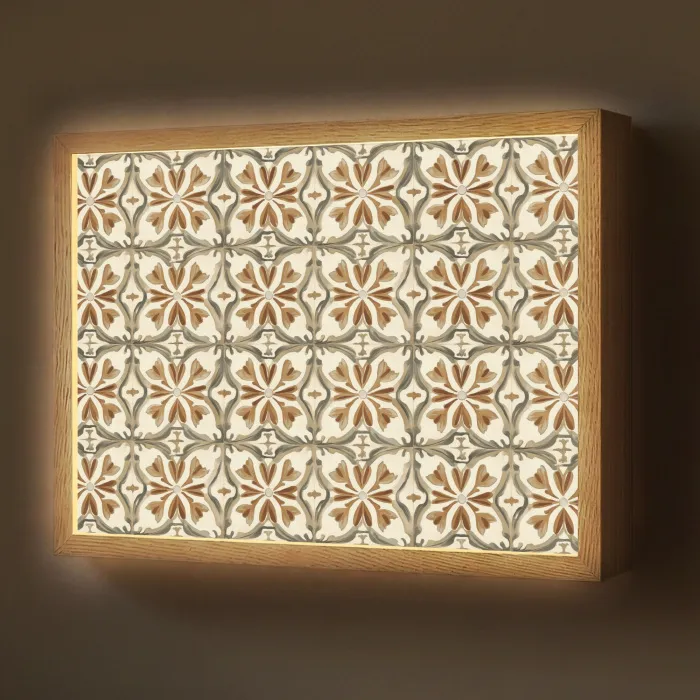 Siertegel - Patroon - Bruin Light Box met batterij (Wandlamp) middel 907 -z3d_website