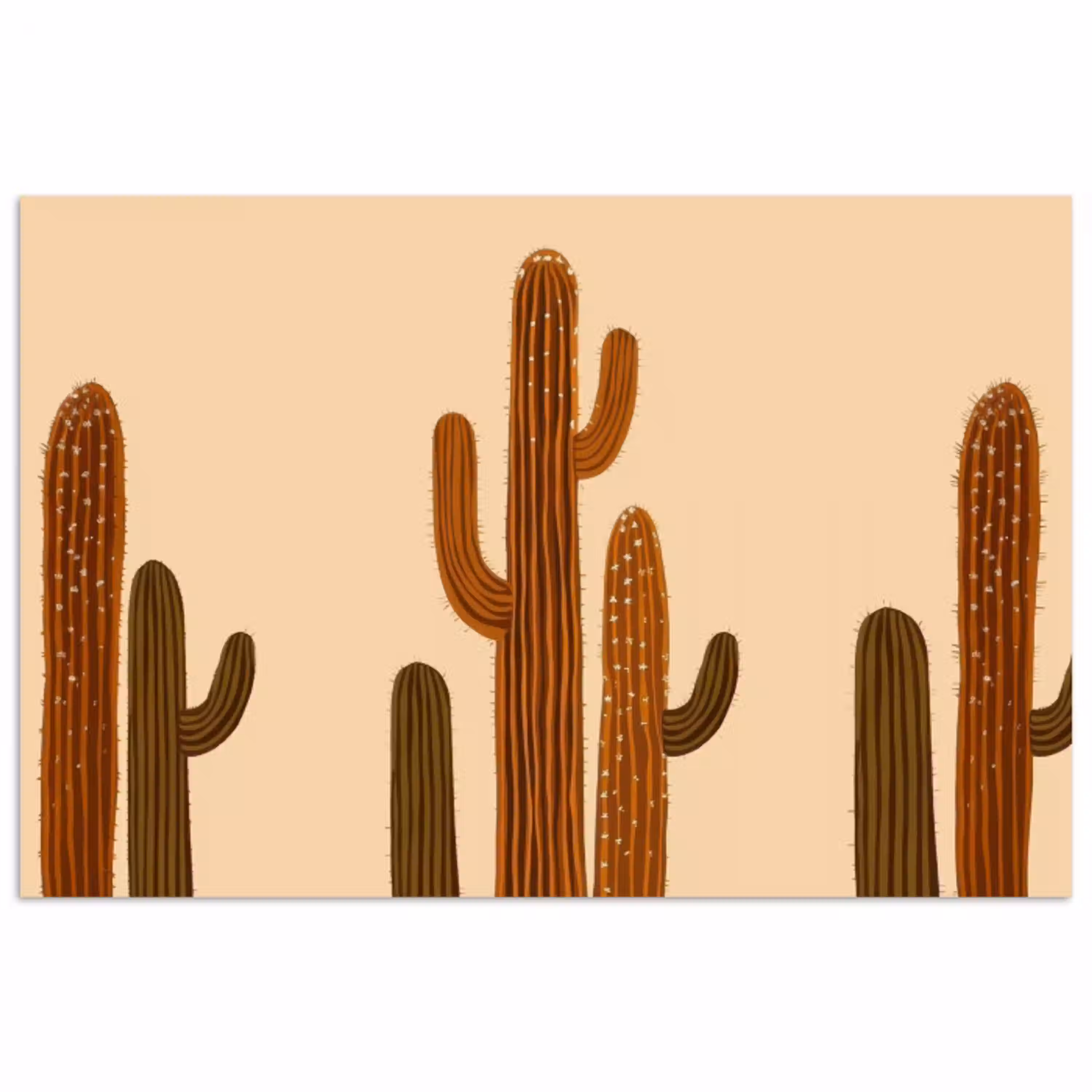 Cactus - Woestijn - Zand - Bruin poster papier klein -3d