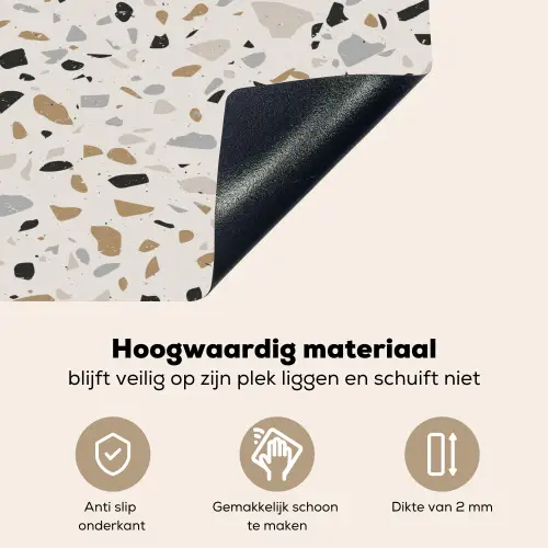Terrazzo -  Patroon - Staal Inductie beschemer met haakjes klein 777 -ky-onderkant-nl