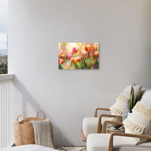 Tulpen - Sprookjesachtig - Kleurrijk Tuinposter op houten frame 2 cm dik klein -sfeer1