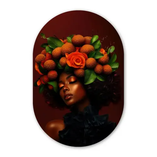Vrouw - lychee - exotisch Wandcirkel Ovaal Glas middel -3d