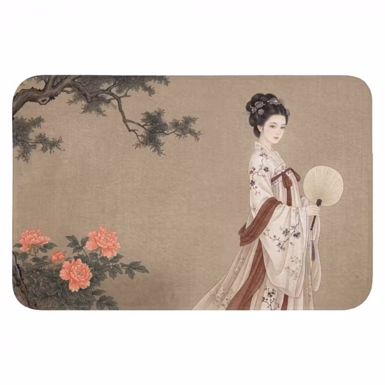 Badematte - Frau - Asien - Kunst - Beige