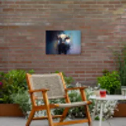 Stier - Zwart - Abstract - Horens Tuinposter op houten frame 2 cm dik klein -sfeer3