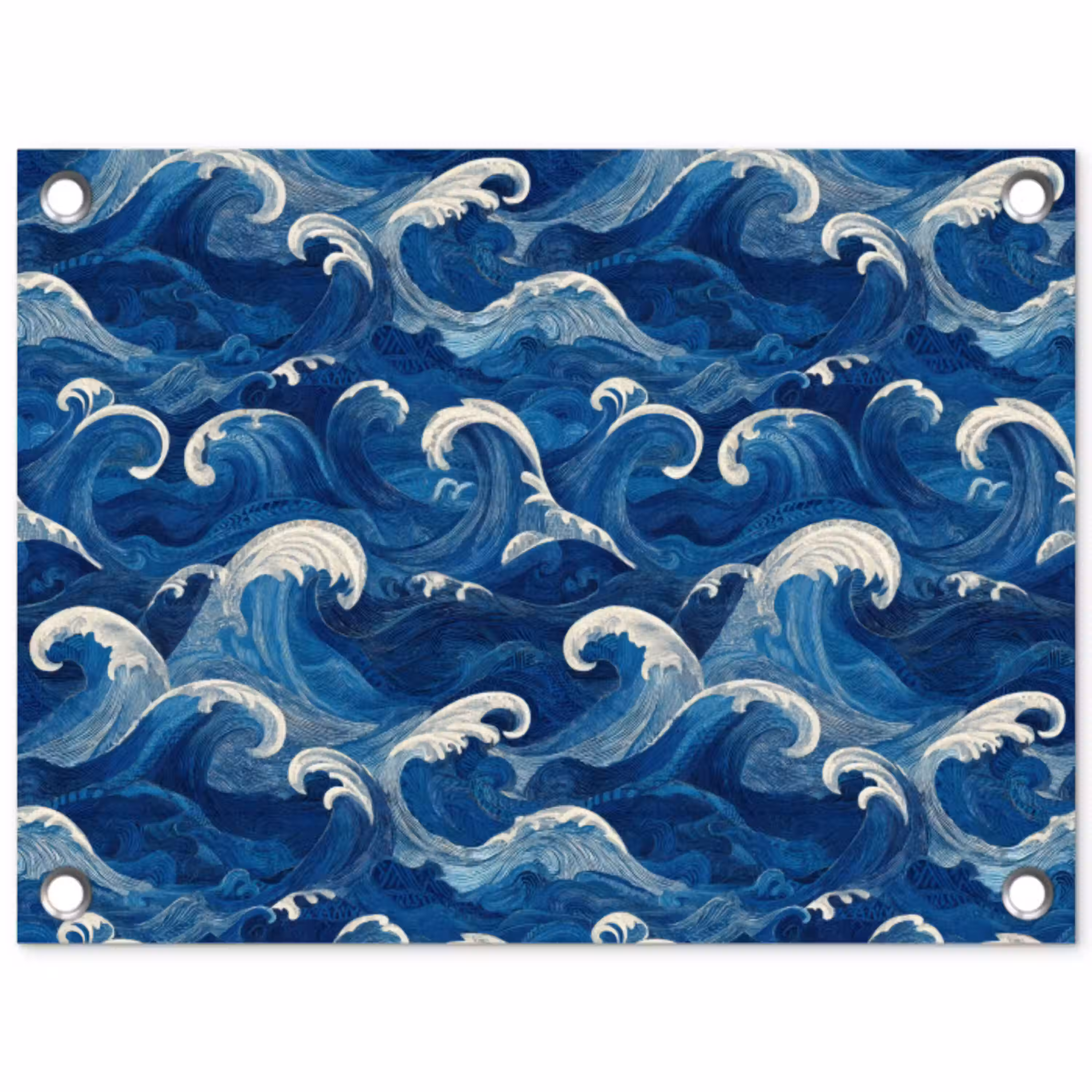 Japans - Oceaan - Golven - Blauw tuinposter los doek klein 239 -3d