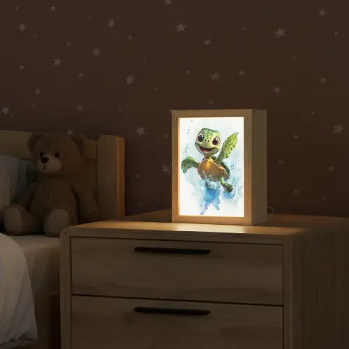 Schildpad - Cartoon - Water - Groen Light Box met kabel klein -sfeer1_kind