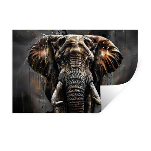 Olifant - Watercolor - Wilde dieren - Luxe Muursticker klein -3d