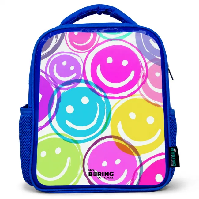 Kleurrijke glimlachexplosie Kinderrugzak - Blauw middel -3d