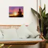 Zonsondergang - Horizon - Boeddha beeld - Buddha -  Silhouette tuinposter los doek klein -sfeer7