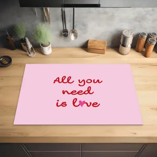 Tekst - Roze - Love - Hart Inductie beschermer vinyl 3mm klein -sfeer5