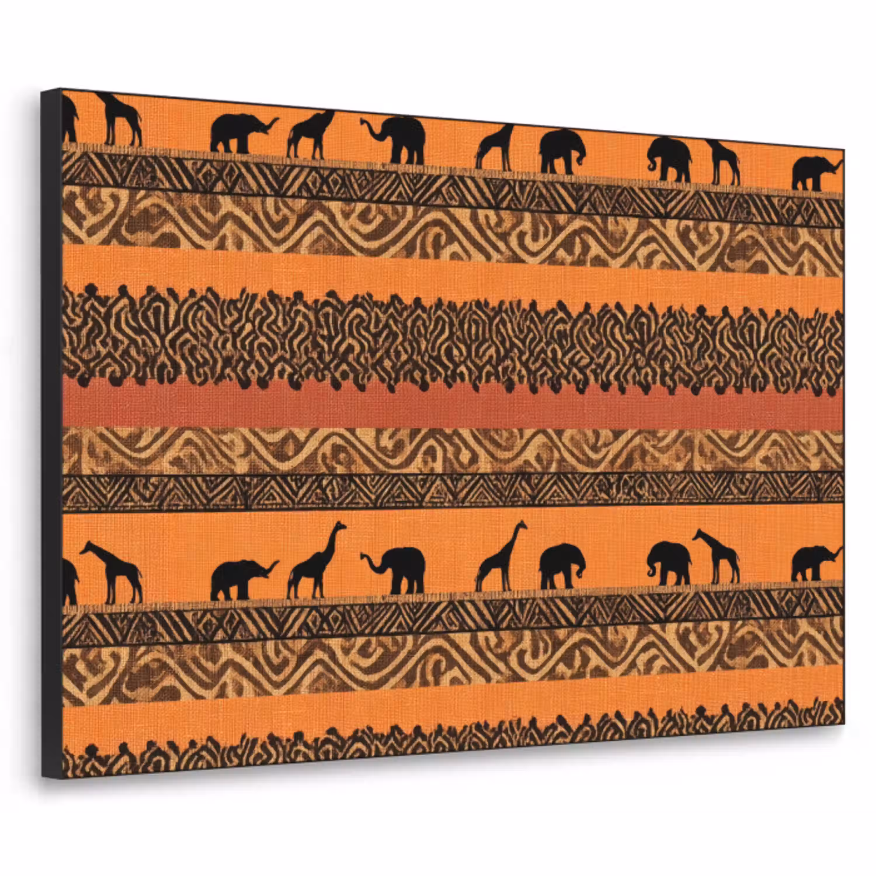 Oranje - Safari - Afrikaans - Dieren - Patroon Textielframe zwart klein 947 -3d
