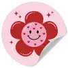 Bloem - Roze - Hartjes Wandcirkel behangsticker klein -3d