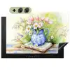 Vaas - Delftsblauw - Madeliefjes Inductie beschemer met haakjes klein -3d