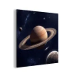 Planeten - Saturnus - Ruimte aluminium wit klein -3d