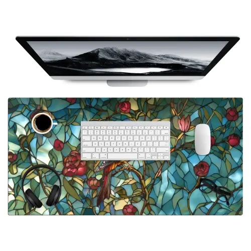 Vogel - Tak - Rozen - Mozaïek Muismat XXL klein -3d