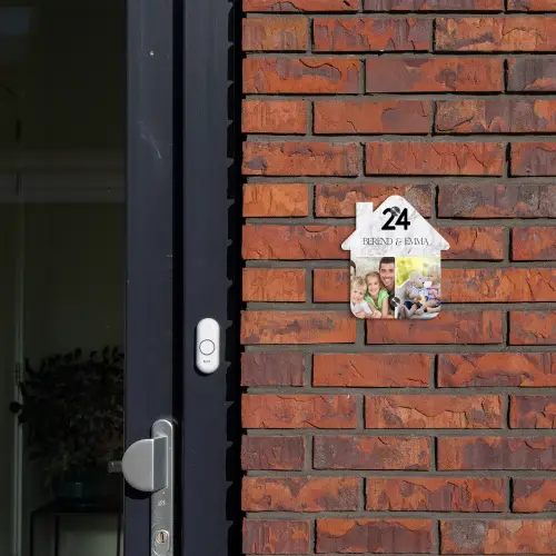 Marmer met foto's - Klassiek Naambord Huisje klein -sfeer2