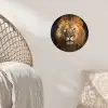 Leeuw - Dieren - Zwart - Licht - Bruin - Portret Wandcirkel behangsticker klein -sfeer4