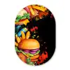 Fastfood - Graffiti - Hamburger - Eten - Modern Wandcirkel Ovaal Forex klein -3d
