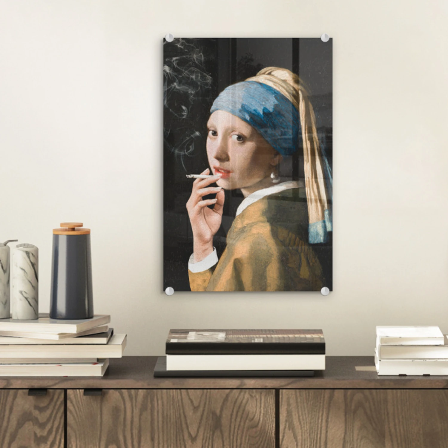 Meisje met de parel - Johannes Vermeer - Sigaretten plexiglas 5mm klein -sfeer1