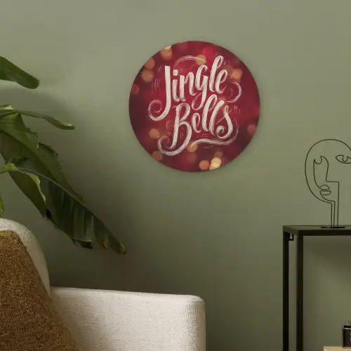 Jingle - Bells - Kerst - Rood Akoestische PET Vilt - Rond klein -sfeer2