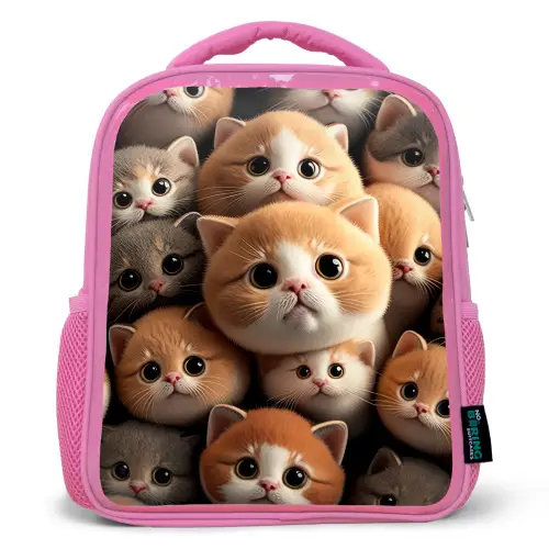 Knuffelkatjes Kinderrugzak - Roze middel -3d