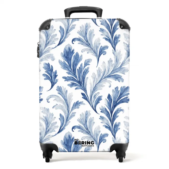 Barok bladeren patroon blauw NBS - Handbagage koffer - Kinderen Unisex middel -productfoto_recht