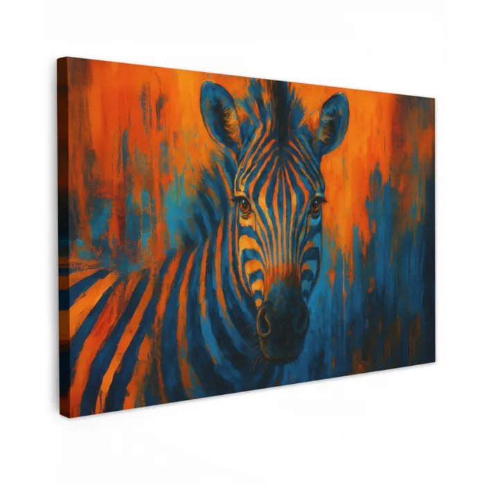 Zebra - Abstract - Blauw canvas 2cm klein -z3d