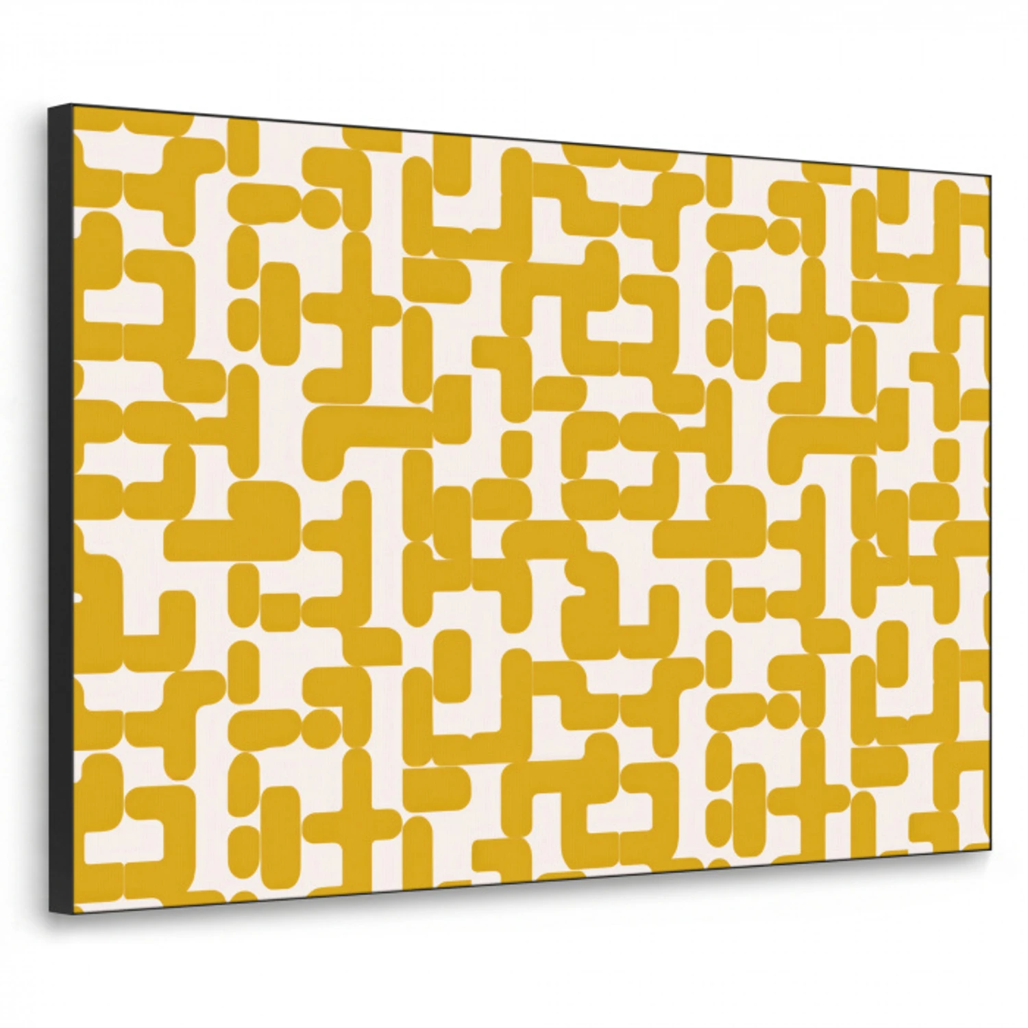 Geel - Beige - Patroon Textielframe zwart klein 947 -3d