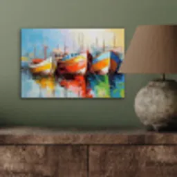 Boten - Kunst - Kleuren - Schilderij aluminium wit klein -sfeer2