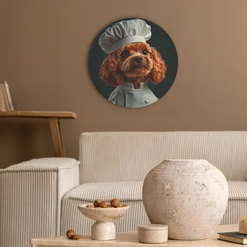 Bruin - Kok - Hondje Akoestische PET Vilt - Rond klein -sfeer1