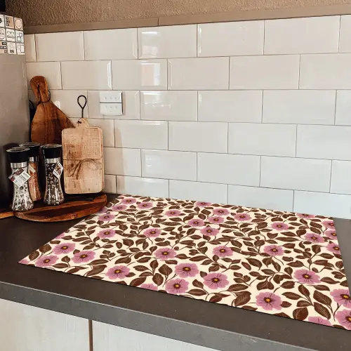 Bloemen - Bladeren - Kleurrijk Inductie beschermer vinyl 3mm klein 276 -sfeer3