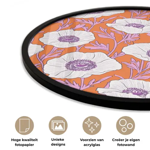 Bloemen - Grafisch - Oranje Fotolijst rond zonder passe partout klein 856 -closeup_NL