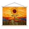 Zonnebloem - Mozaïek - Zonsondergang - Geel textielposter latten blank klein -3d